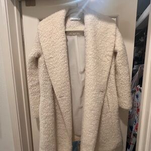 VINCE Cream Wool and Alpaca coat